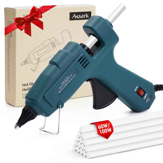 100W Fireproof Hot Glue Gun, Full Size Heavy Duty | Dual Power100W/60W with 15pcs Large Glue Sticks 7/16", Fast Preheating Kit for Crafts, Arts, DIY & Quick Home Repairs