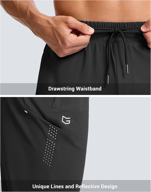 G Gradual Men's Joggers - Athletic Workout Pants with Zipper Pockets | Stretchy Running Sweatpants