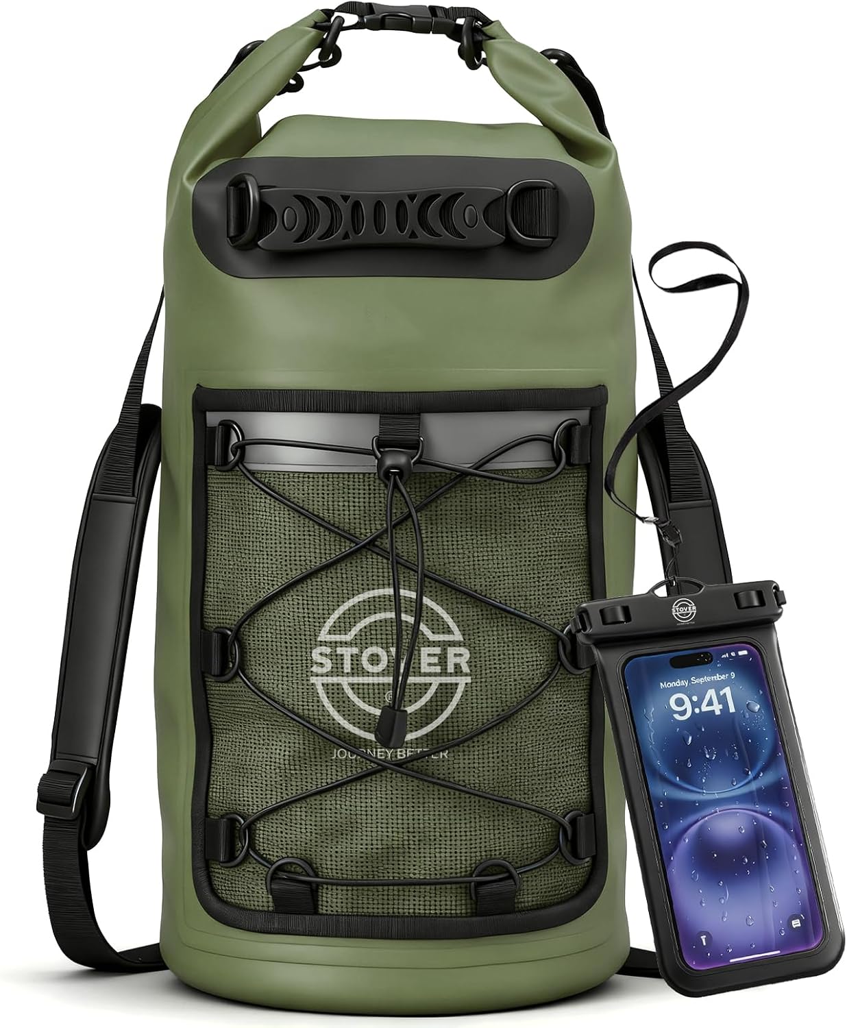 STOVER Waterproof Dry Bag | Roll-Top Backpack with Phone Case for Kayaking, Hiking & Camping - 5/10/25/30/40/55L