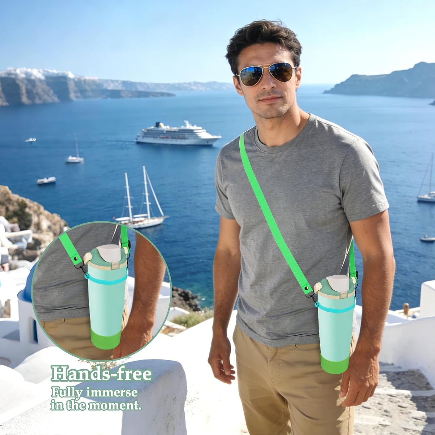 Mity rain Water Bottle Holder with Strap for Owala Freesip 30 40 oz Accessories, Carrier Sling Bag with Water Bottle Boot for Men Women Hiking Camping Travelling(Green)