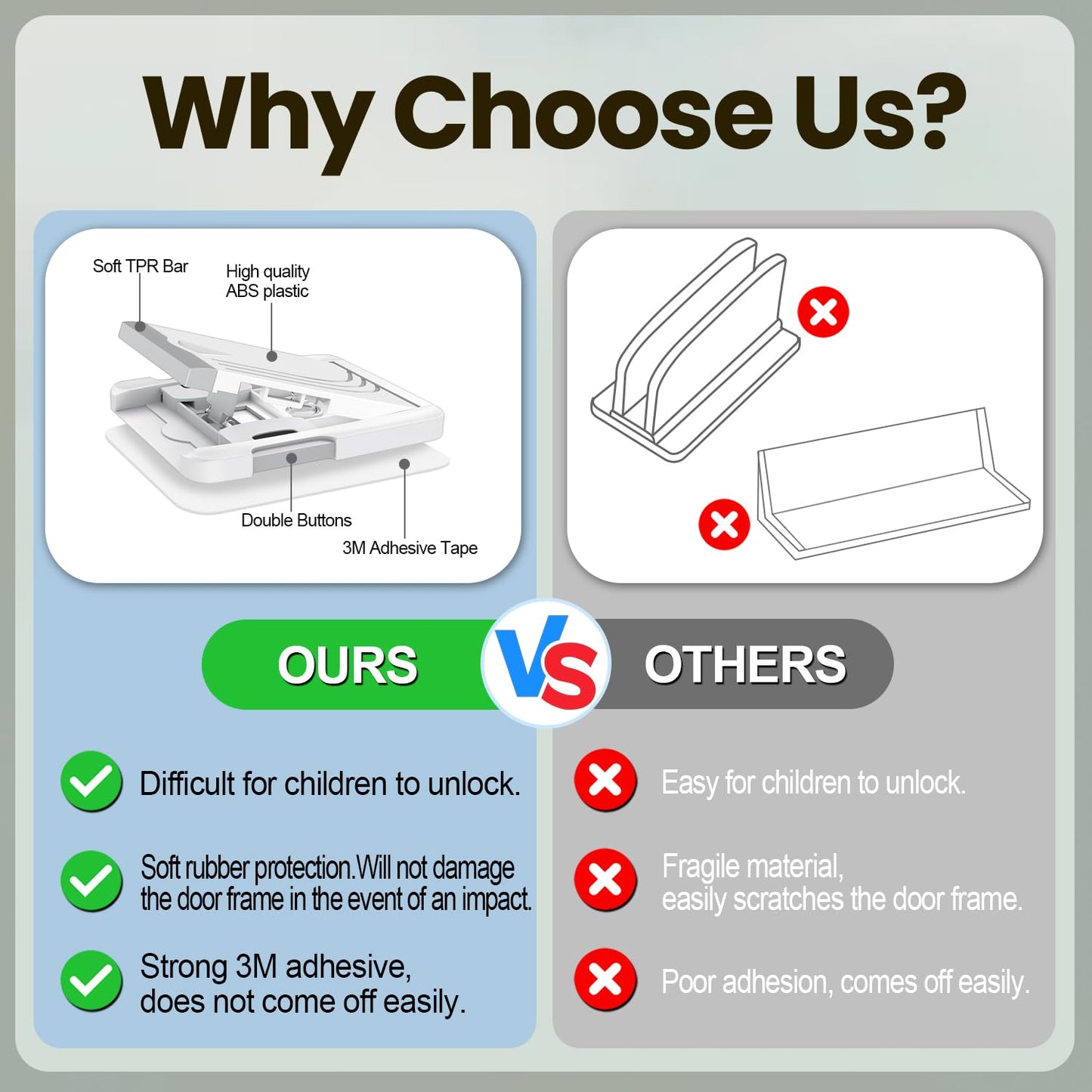 STERGDE Sliding Door Lock 2 Pack, Child Safety Lock For Sliding Glass Doors, Easy To Install, Keeps Your Baby Out Of Danger, For Sliding Glass Doors, Sliding Windows, Sliding Closets, Etc (Grey)