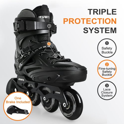 Inline Skates for Women Men, Outdoor Street Blades Roller Adult Male Female, Professional Fitness Roller Skates Blades for Unisex (Black) Men10-11/Women11-12/29.5cm