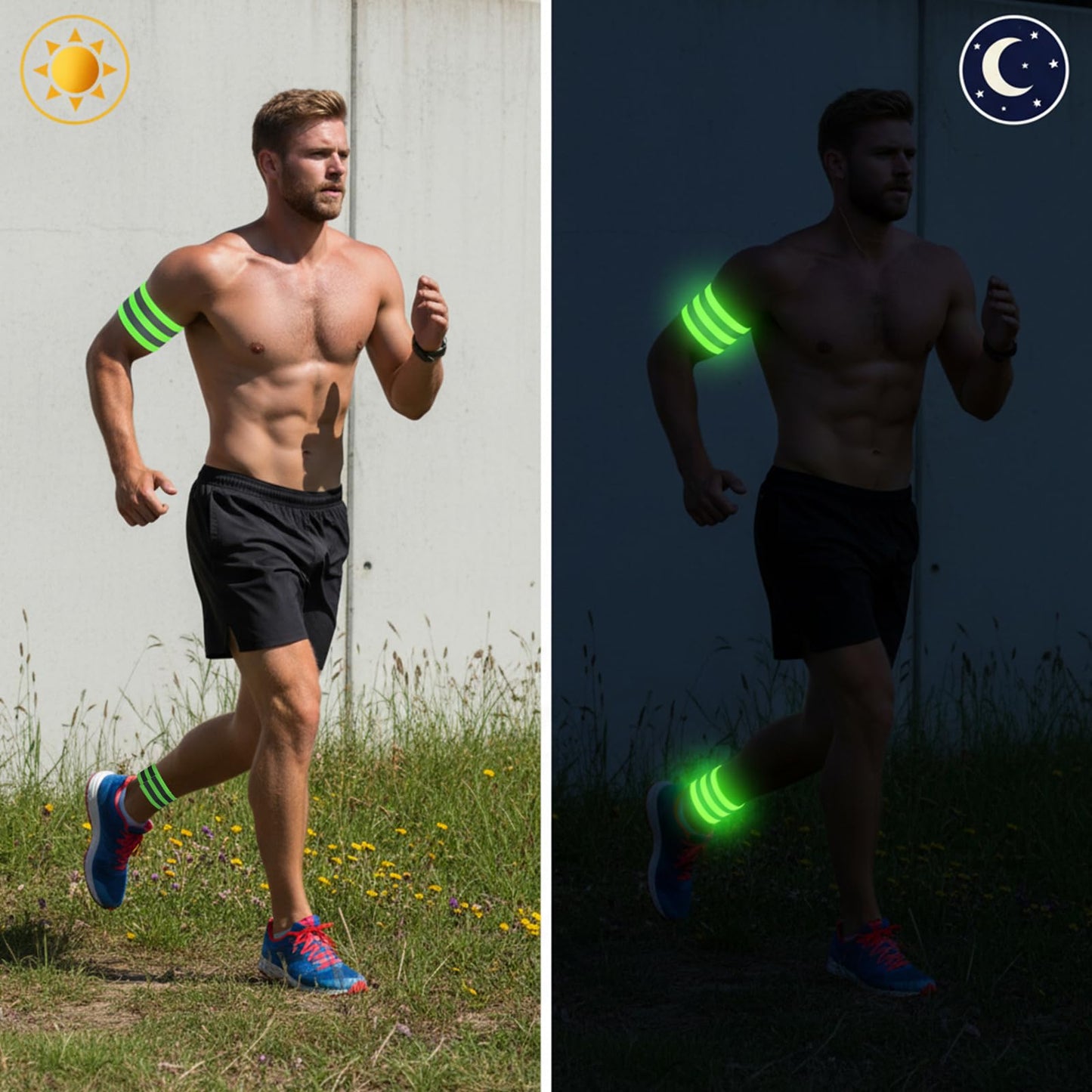 WJIAAA 8 Pcs Reflective Arm Bands for Runners,High Visibility Reflective Running Gear for Wrist Arm Ankle Leg Running Walking Cycling at Night Reflecting Gear Men Women
