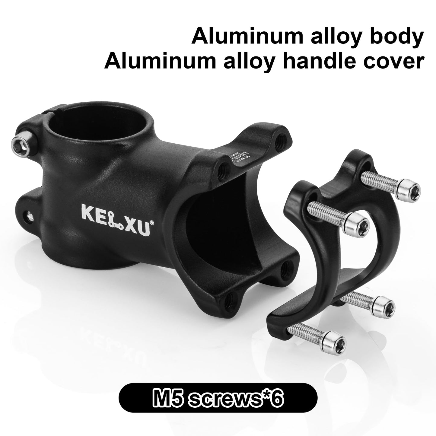 Kelxu 31.8mm Bike Stem 60mm 7-Degree Lightweight Aluminum Alloy Handlebar Stem Compatible with Mountain Bike, Road Bike, BMX (Black)