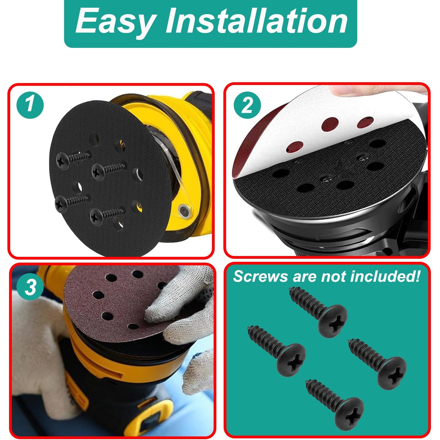 2 Pack Sander Pad for Dewalt 5" 8 Hole Hook and Loop Orbital Sander Pad Replacement for DeWalt DWE6421 6421K DWE6423 6423K DCW210B Replace Part# DWE64233 & N329079 (4 Screw Holes)