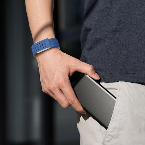 WAEVE Premium Silicone Sport Band Magnetic – Compatible with Whoop 5.0 & Whoop MG (ECG) | Breathable Perforated Replacement Strap – Light Blue, Whoop - MG (Life)