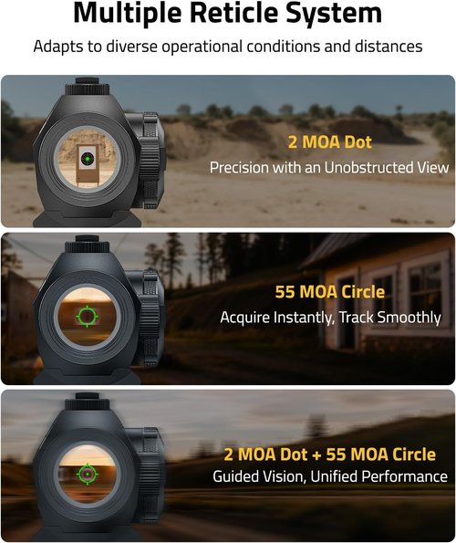 CVLIFE Green Dot Sight - 2 MOA Reticle with 50,000H Runtime | 1x20mm Optics Scope, IPX7 Waterproof