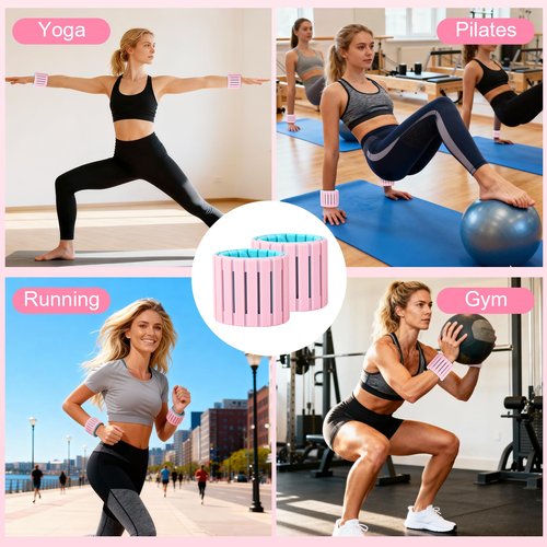 Ninonly Adjustable Magnetic Ankle Wrist Weights for Women Man 2 Pack, Silicone Weighted Bangles Set Arm Leg Weights for Walking Yoga Pilates Gym Running Swimming(1Lb Each)