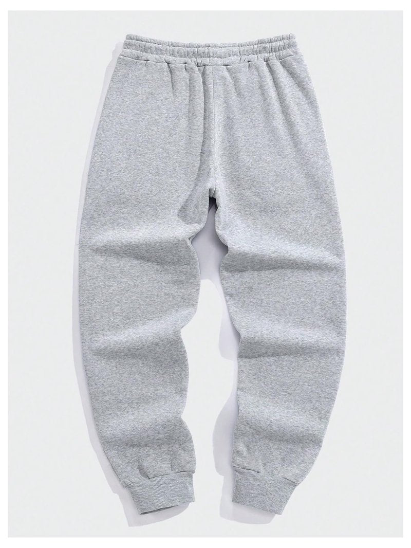 WDIRARA Men's Letter Cross Print Jogger Pants Drawstring Waist Sweatpants with Pockets Light Grey Medium
