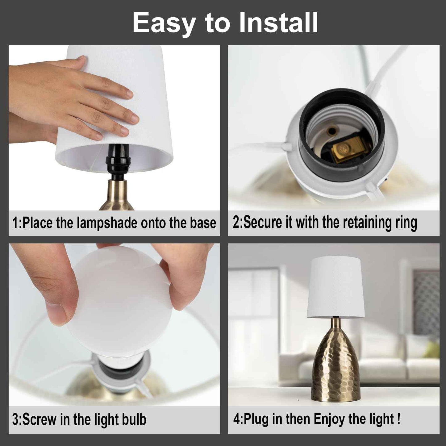 Touch Lamps for Nightstand, Gold Bedside Lamp Touch Control for Bedroom with Linen Shade, Mid Century Modern 13 inch Small Table Lamp for Living Room with E26 Bulb Included (Bronze 13" - 2 Pack)