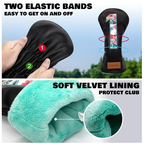 BAIRBRE Golf Club Covers Black Putter Cover Driver Covers Fairway Wood Headcover Hybrid Covers 3 Wood Headcovers Leather Mallte Putter Cover Golf Headcover for All Brand