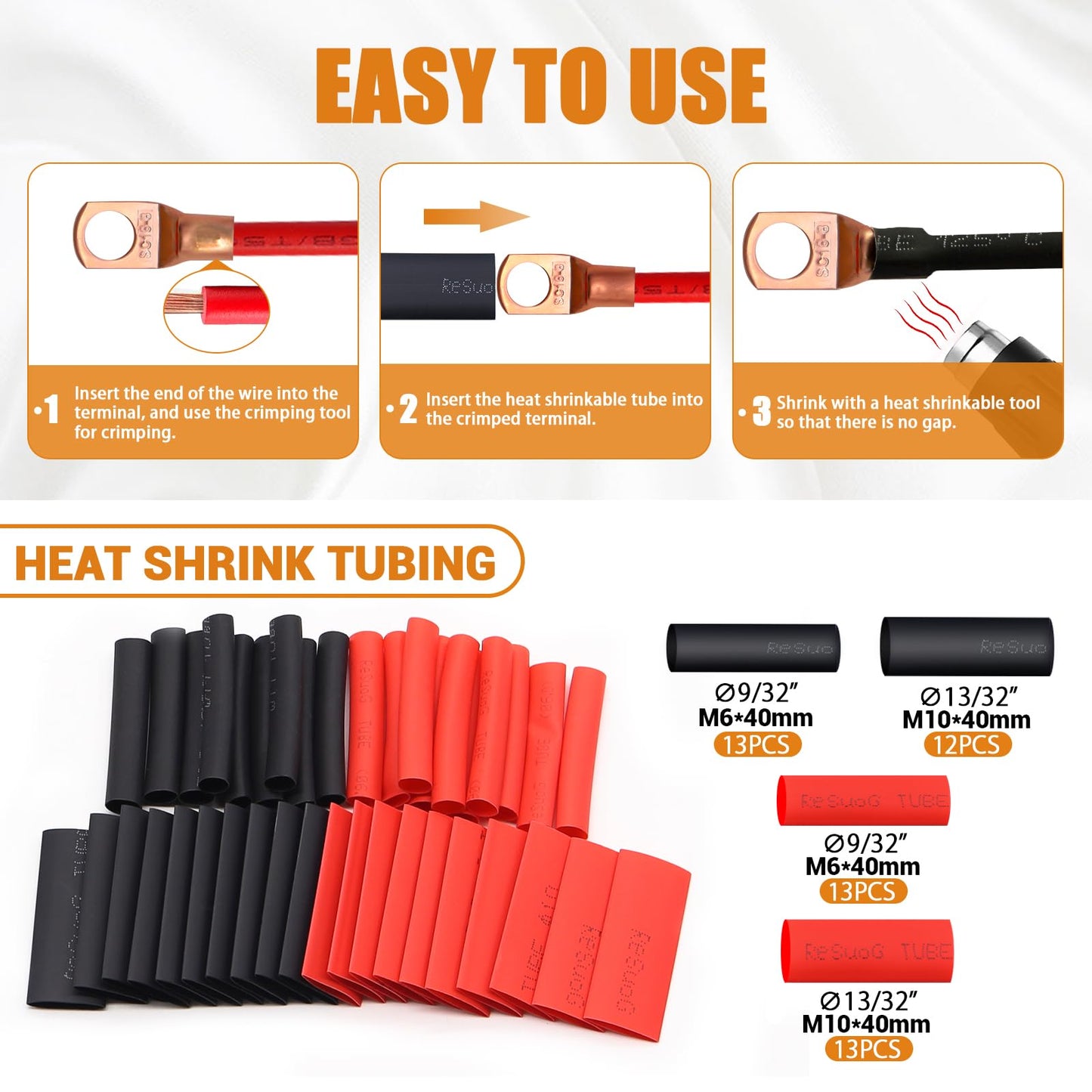 mankk 110PCS Copper Wire Lugs AWG 2 4 6 8 10 12 14 16 Gauge Battery Terminal Connectors Battery Cable Ends Connectors Copper Ring Terminal Kit with Heat Shrink M-167-110PCS-tbz