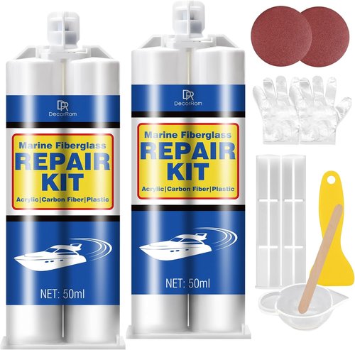 Marine Fiberglass Repair Kit - 3.4oz Gel Coat Epoxy for Quick Fixes on Boats, Acrylic & Porcelain