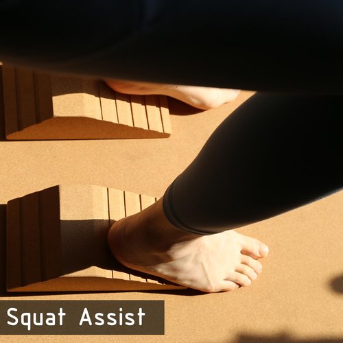 JouiiSiYa 2-in-1 Cork Yoga Blocks, 2 Pack Natural Cork Blocks - Dual-Use Squat Wedge & Yoga Block with Massage Ball