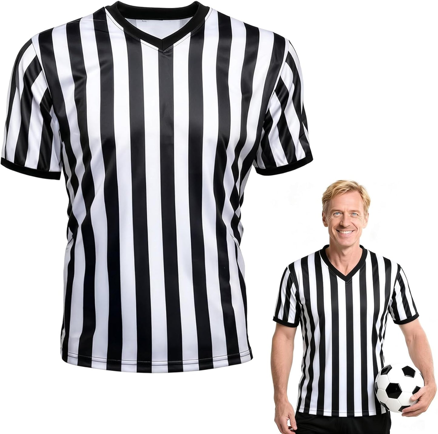 Skiennix Basketball Referee Shirt - V-Neck Design for Men & Women | Short Sleeve Comfort