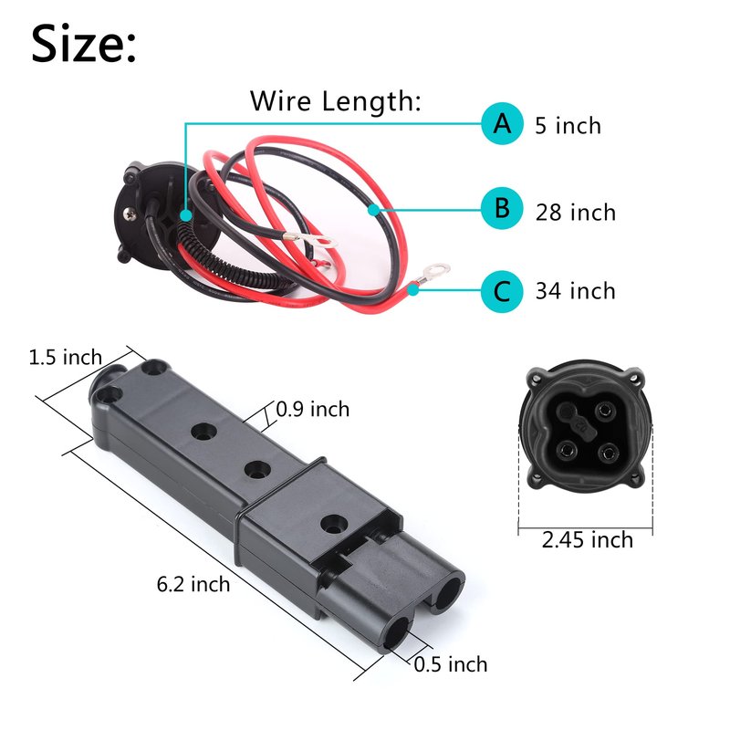 10L0L Golf Cart MAC DC 48V Charger Plug & Powerwise Receptacle for Yamaha G19 G22 Electric Cart OEM# JW2-H6181-02 JR1-H235A-00