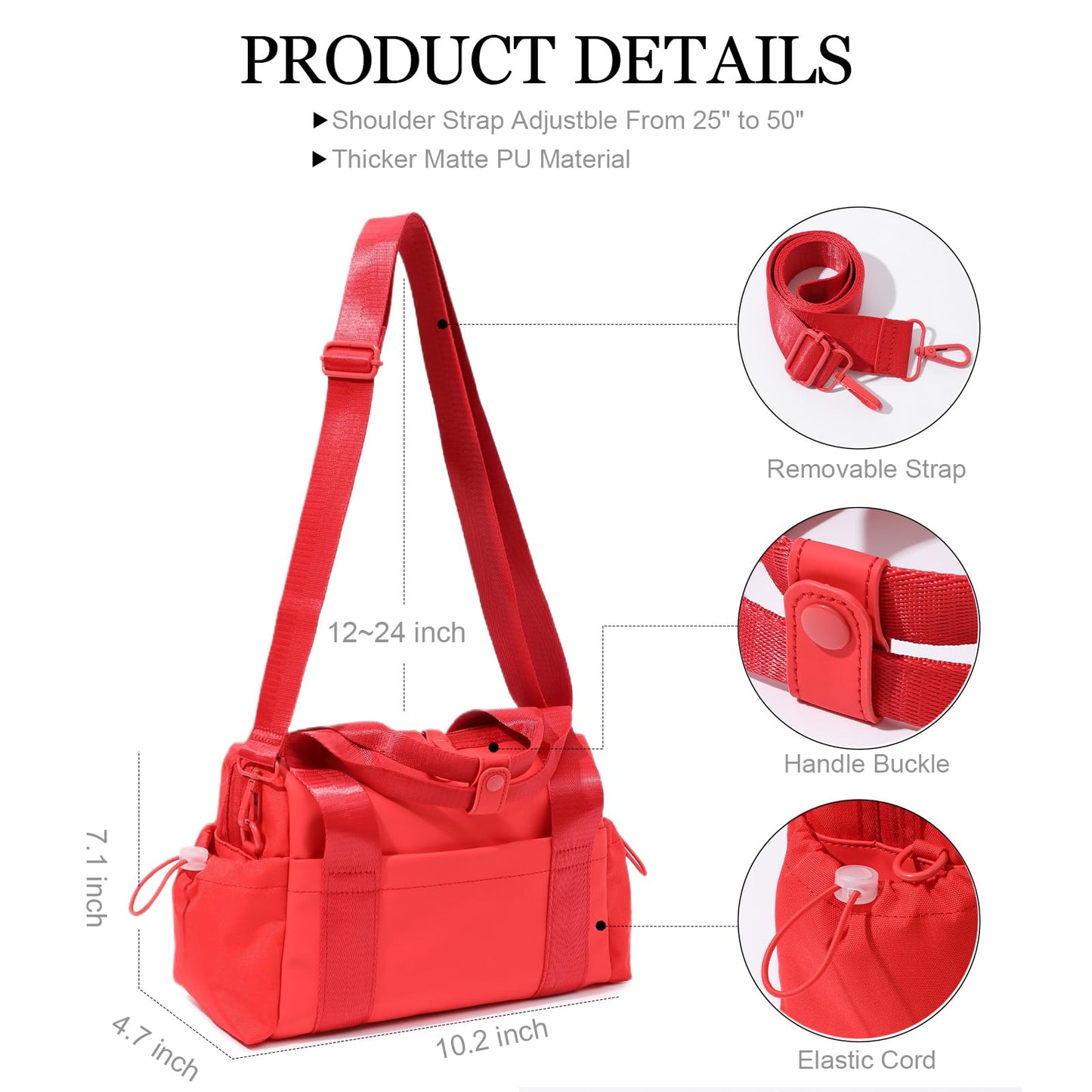 Bucosd Small Gym Bag for Women, Mini Crossbody Gym Duffle Bag with Wet Compartment, Carry on Gym Tote Bag for Workout Dance Sport Travel (Mini-Red)
