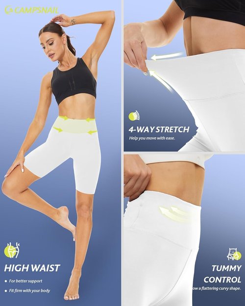 CAMPSNAIL Biker Shorts for Women - High Waisted Tummy Control Spandex | 3"/5"/8" Booty Shorts for Yoga & Dance