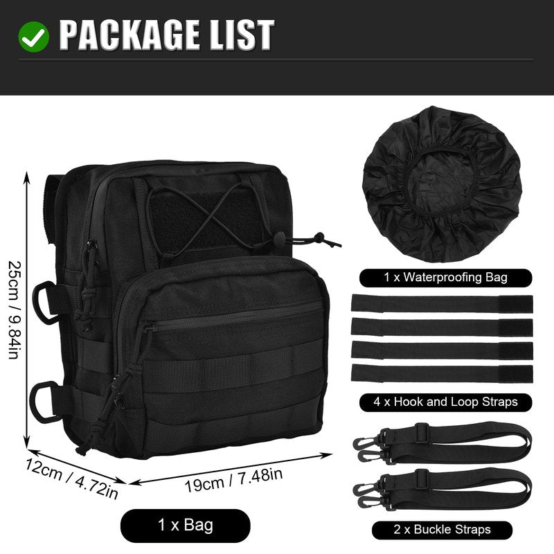 WODHMIEY Handlebar T - Bar Bag Handle Bags,Motorcycle Handle Bar Bag,3L Motorcycle Front Fork Bag with Orange Lining for Handlebar, Windshield, Tail Rack or Side Rack
