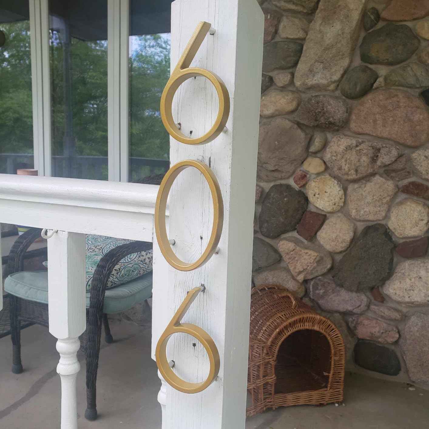 5’’ Floating House Number Modern House Numbers- zinc alloy Home Address Number with Exquisite Drawing Process-gold-Number 3