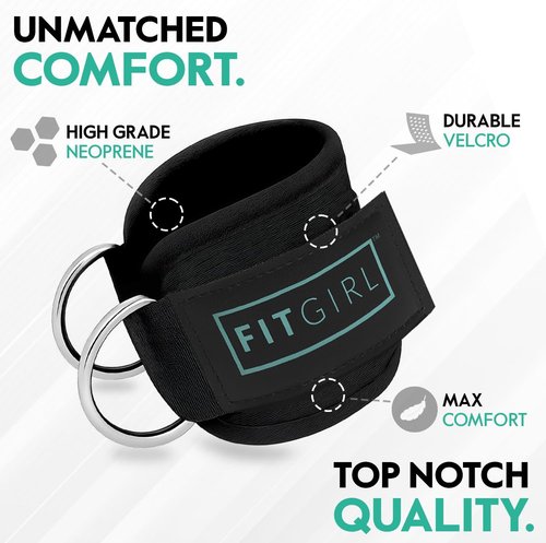 FITGIRL Ankle Strap for Cable Machine - Premium Comfort Padding for Glute Workouts | Home & Gym Use