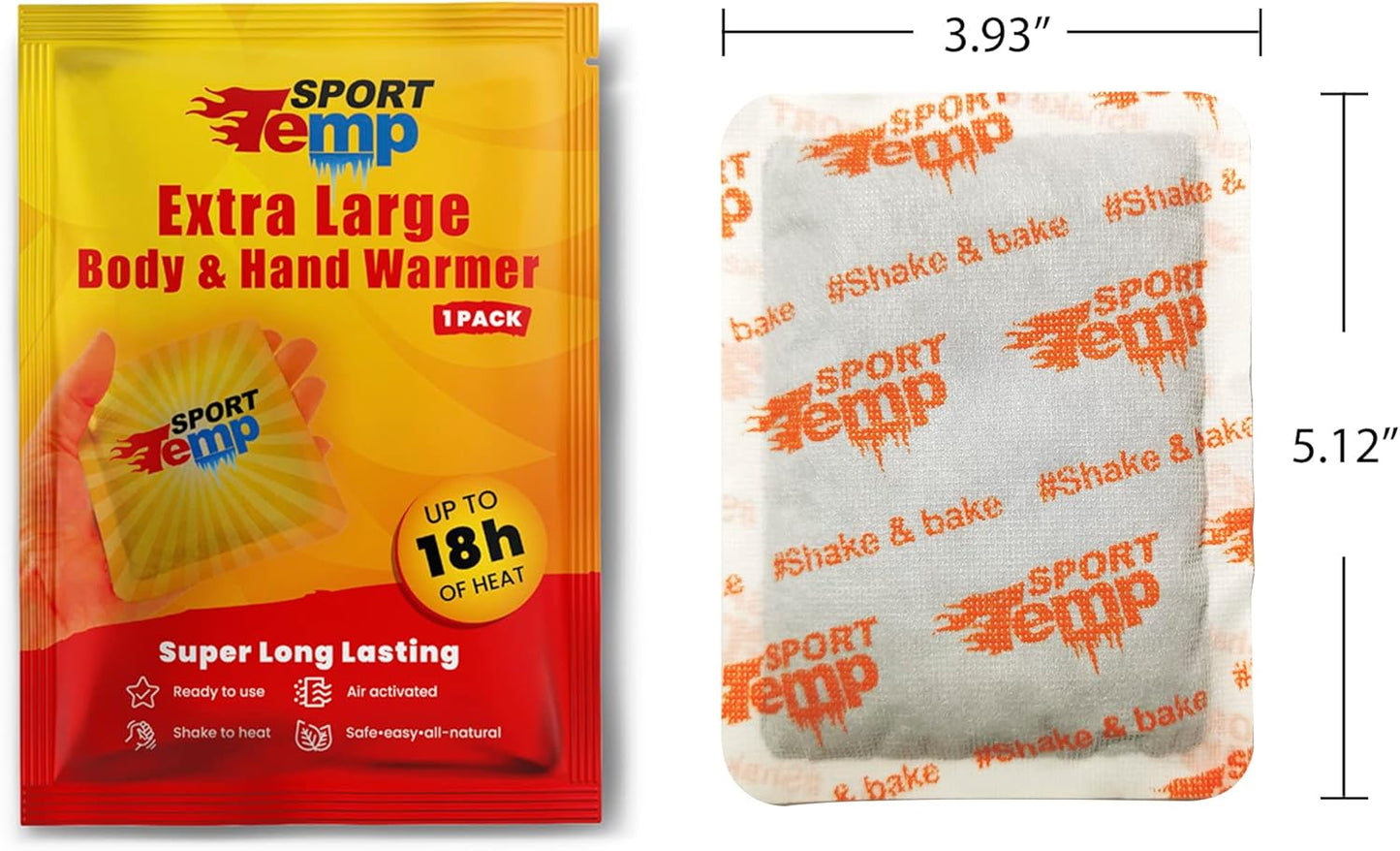 Skiennix Large Hand & Body Warmers - 18 Hours of Odorless Heat | Natural Air Activated for Hands & Toes