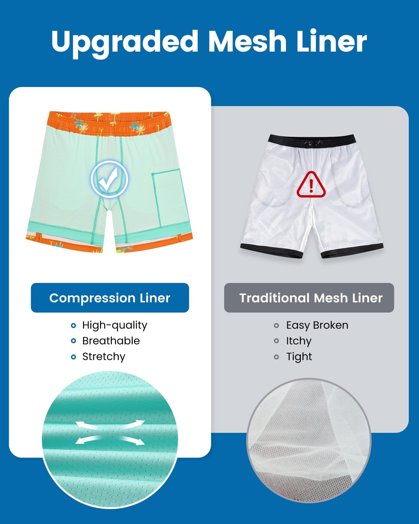 maamgic Mens Swim Trunks with Compression Liner 7 Inch Inseam Mens Bathing Suit Quick Dry Swimming Trunks Swimsuit Orange Coconut Tree XX-Large