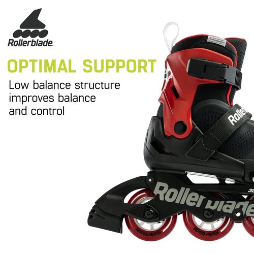 Rollerblade Microblade Free 3WD Kid's Size Adjustable Inline Skate, Black and Red, High Performance Inline Skates