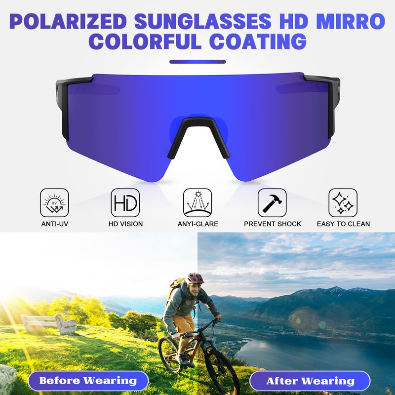 SPOTZRLXT Polarized Sports Sunglasses for Men Women,Running Baseball Fishing Sunglasses,Cycling MTB Bike Glasses UV400
