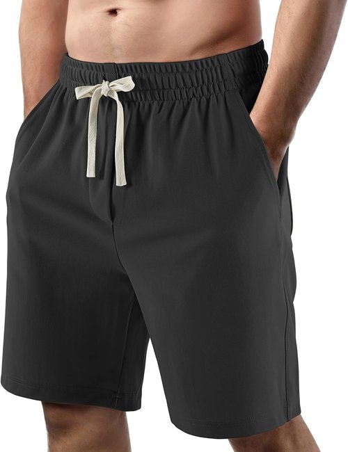 Lkrhzevg Men's Casual Beach Shorts - Elastic Waist & Drawstring with Pockets | Perfect for Outdoor Activities