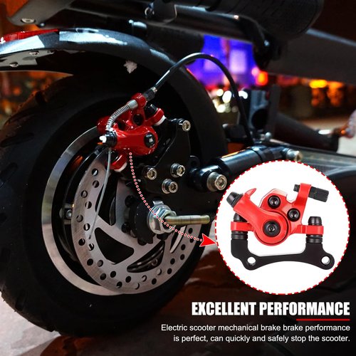 EVTSCAN Electric Scooter Right Side Disc Brake Caliper Aluminum Alloy Mechanical Brake Replacement Parts for 10 inch Electric Scooters (Red)
