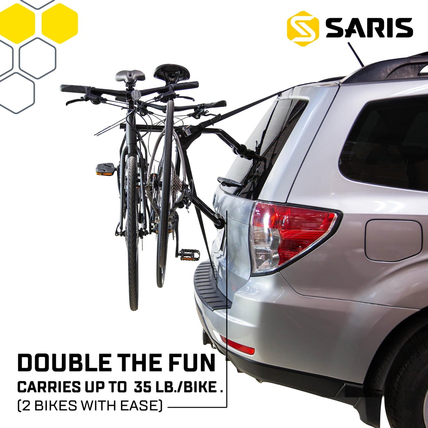 Saris Guardian Trunk 2-Bike Rack - Foldable and Compact, American-Made Steel, Easy Assembly, Secure Bike Transit, Fits Most Sedans, Hatchbacks, Vans for 2 Bikes up to 35 lbs. Each