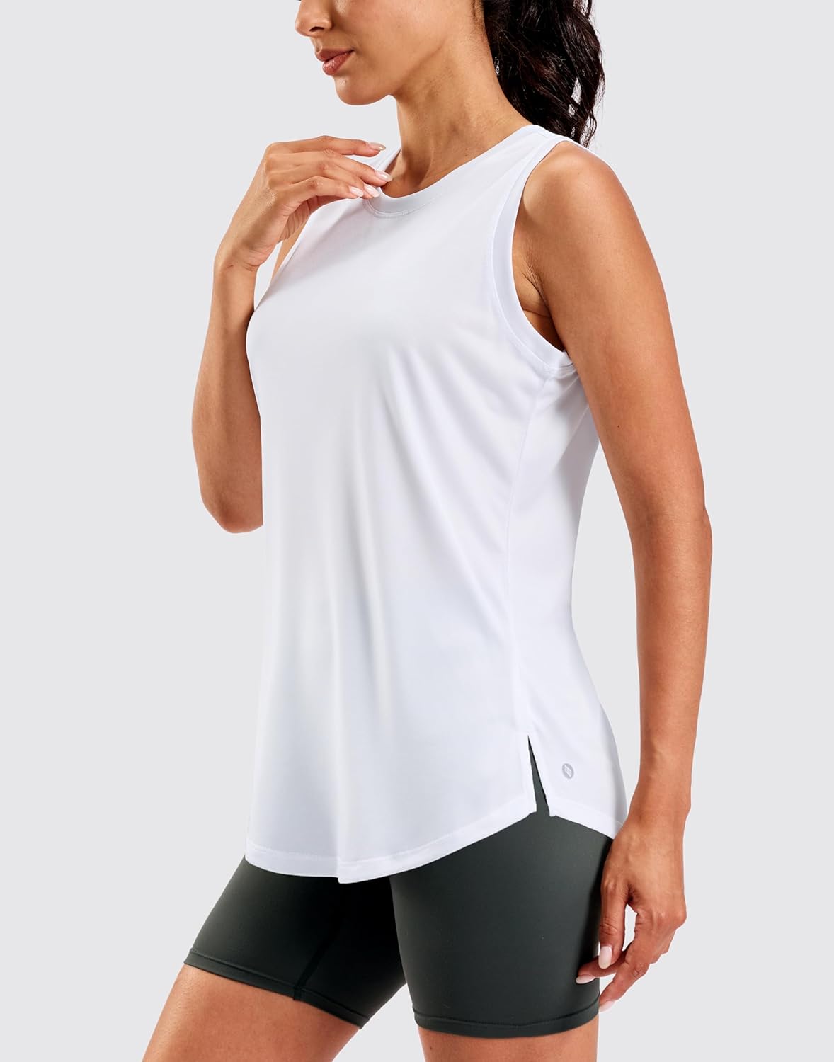 SANTINY Women's Lightweight Sleeveless Workout Tank Top - Athletic Gym & Yoga Shirt | Loose Fit, White (Large)
