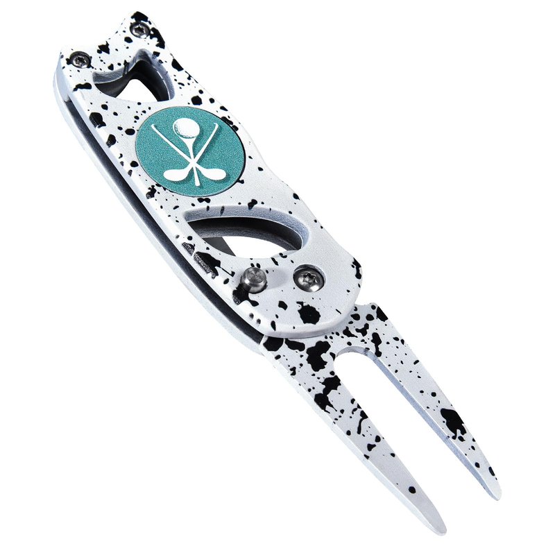 SYNATANA Golf Divot Repair Tool, 3 in 1 Compact Ball Marker Divot Tool, Foldable Golf Divot Tool for Repair & Maintain Green, Golf Essential, Ideal Gift for Golf Enthusiasts White, 1 Pack