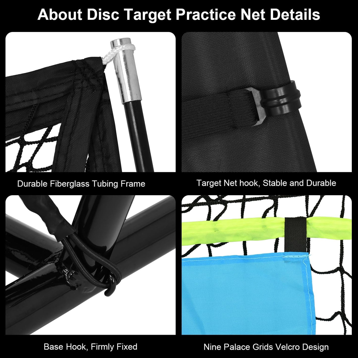 Disc Golf Net Portable Disc Training Net with 9 Target Multifunctional Practice Net Disc Golf Target Net for Backyard Indoor Outdoor Game,7ft x 7ft