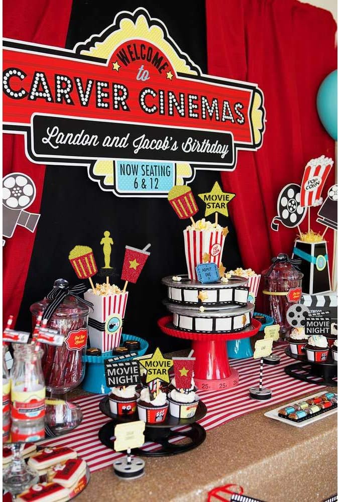 Regine Switzerland Theater Cupcake Toppers - Fun Movie Night Cake Decorations | Set of 24