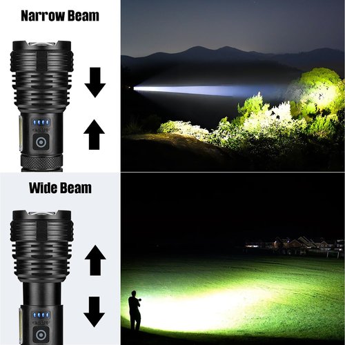**BERCOL LED Flashlight - Rechargeable 99,000 Lumens Super Bright Waterproof Handheld (2 Pack)**