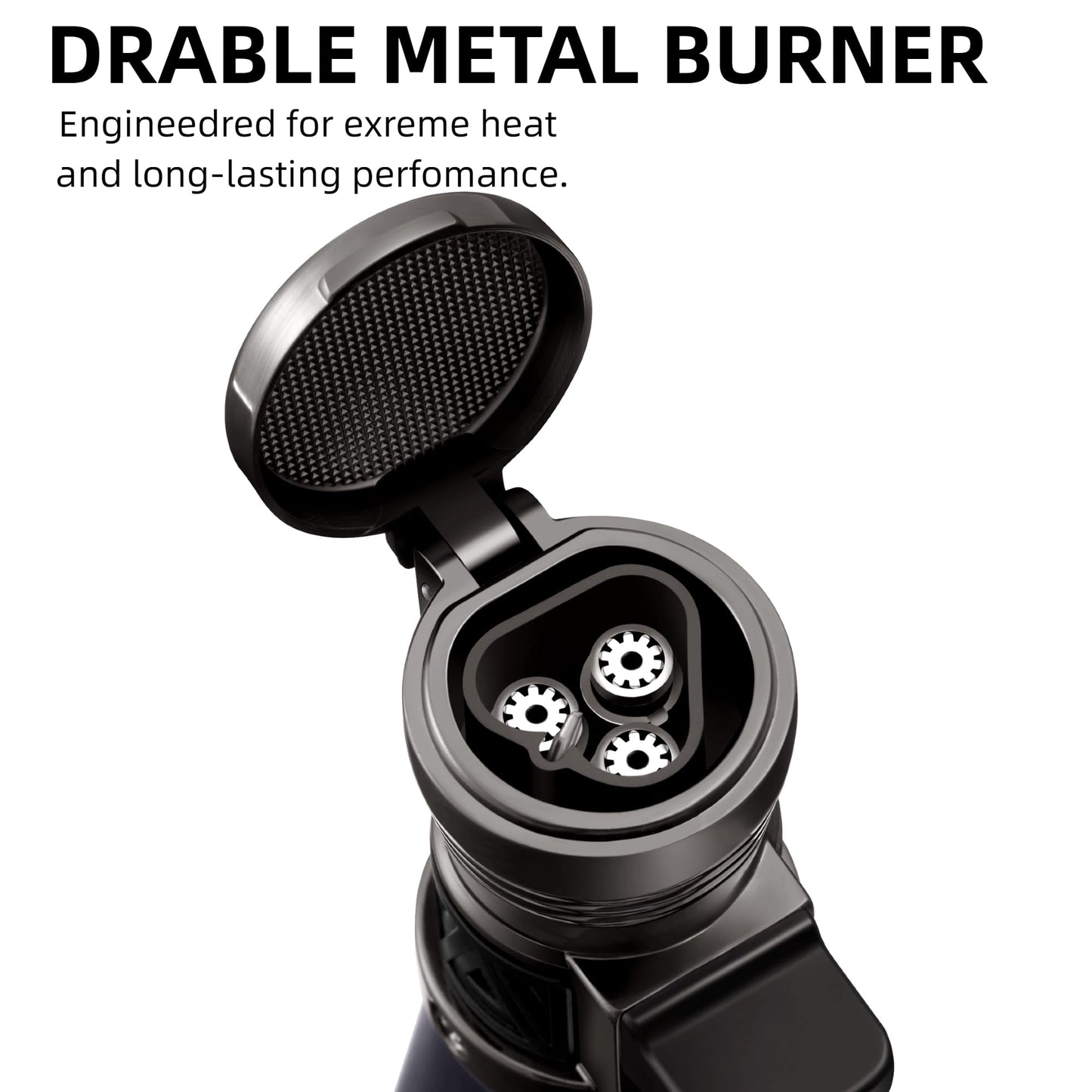 TOMOLO Torch Lighter 2 Pack, Refillable Butane Lighter with 3 Jet Torch Adjustable Windproof Flame (Without Fuel)(Black)