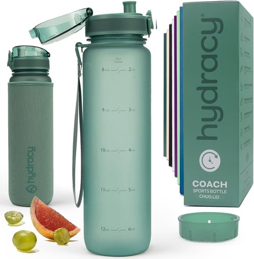 Hydracy Water Bottle - Large BPA-Free Gym Bottle with Time Marker & Fruit Infuser | Leak-Proof Design