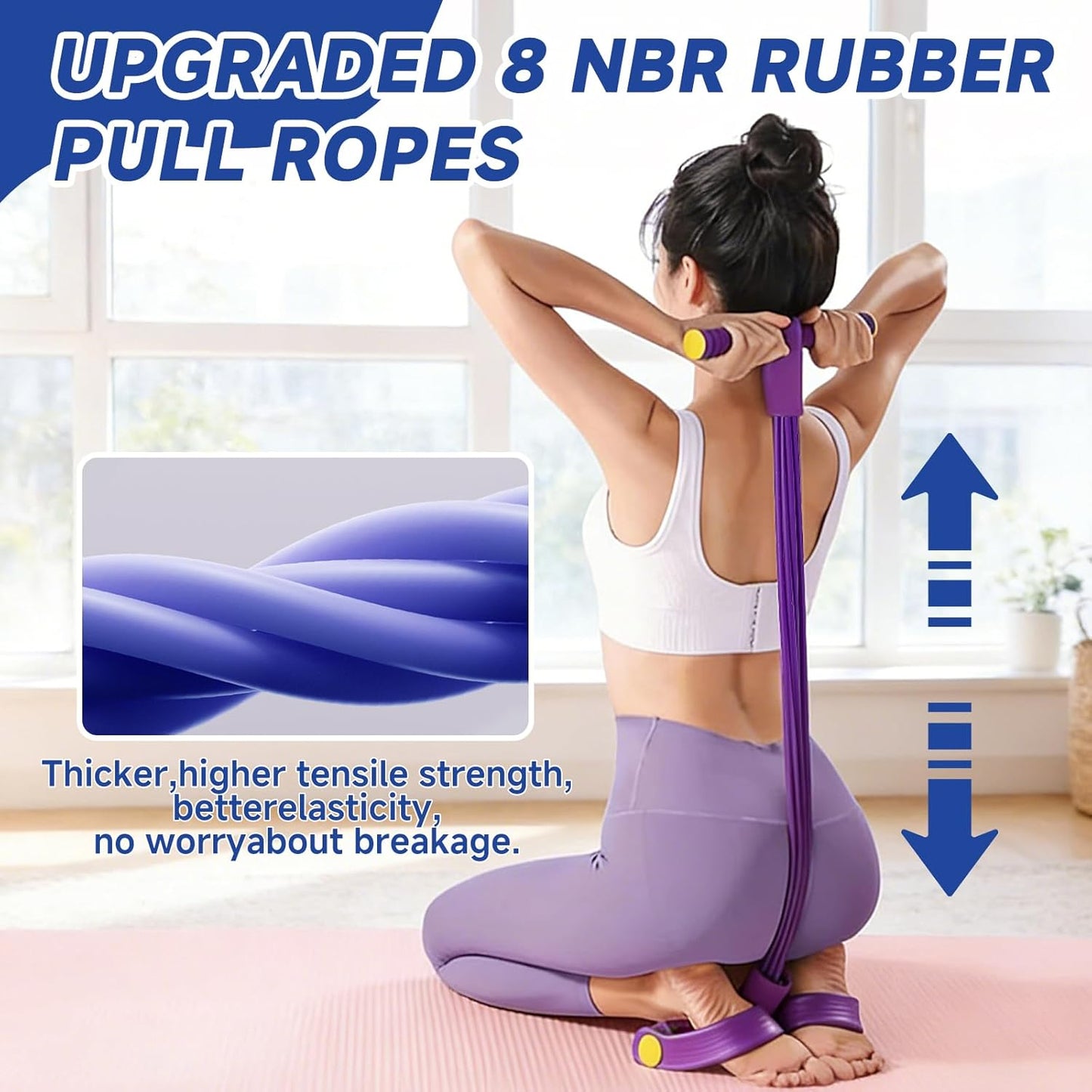 Skiennix Pedal Resistance Band - 8 Tube Exercise Bands for Full Body Workout | Portable Fitness Equipment