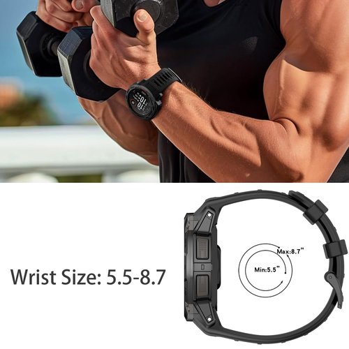 Compatible for Garmin Instinct 3 Case with Band, Classic Watch Bands with Case Cover Compatible for Garmin Instinct 3 45mm, 50mm Watch (Black case+Black band, for Instinct 3 50mm)