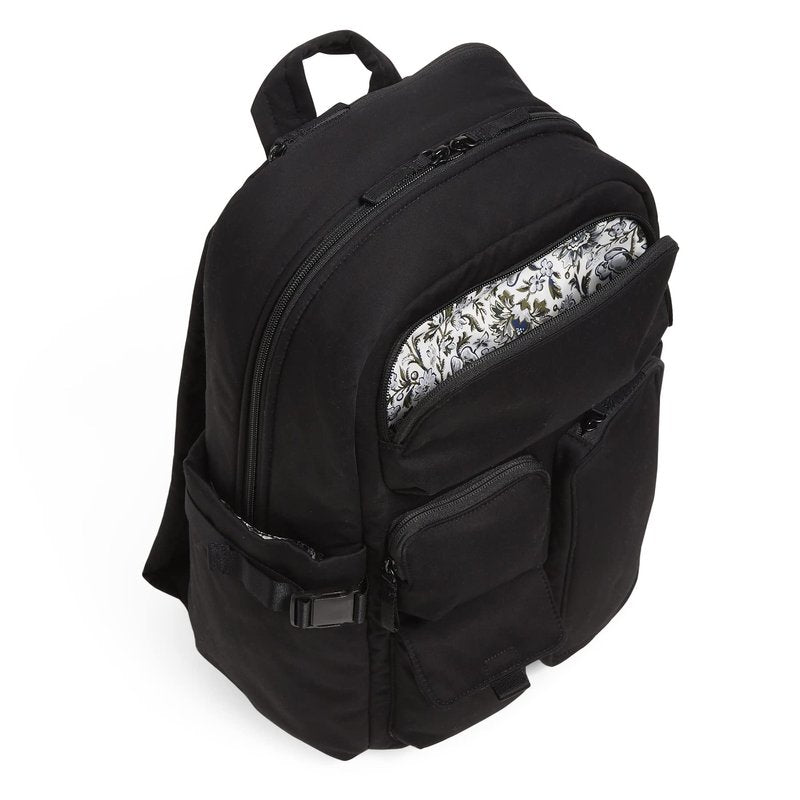 Vera Bradley Women's Cotton Utility Large Backpack, Black, One Size