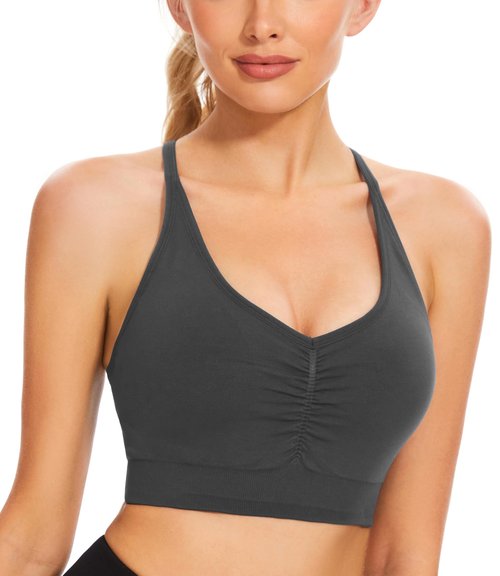 GXXGE Y Back Sports Bras for Women High Impact Spaghetti Thin Strap Fitness Gym Activewear Workout Yoga Bra Black Grey Navy White Large
