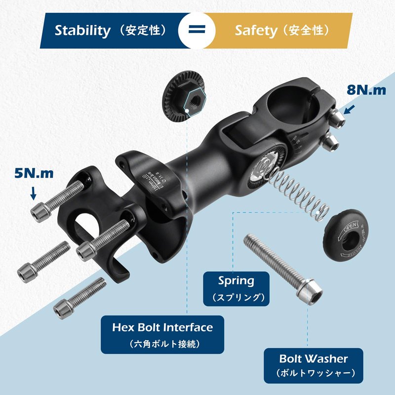TRIWONDER Bike Stem 25.4 31.8 Adjustable 60 Degree 90mm 110mm 130mm Bike Handlebar Extender Stem Riser Bicycle Handle Bar Extensions for Mountain Bike, Road Bike, MTB, BMX, Cycling