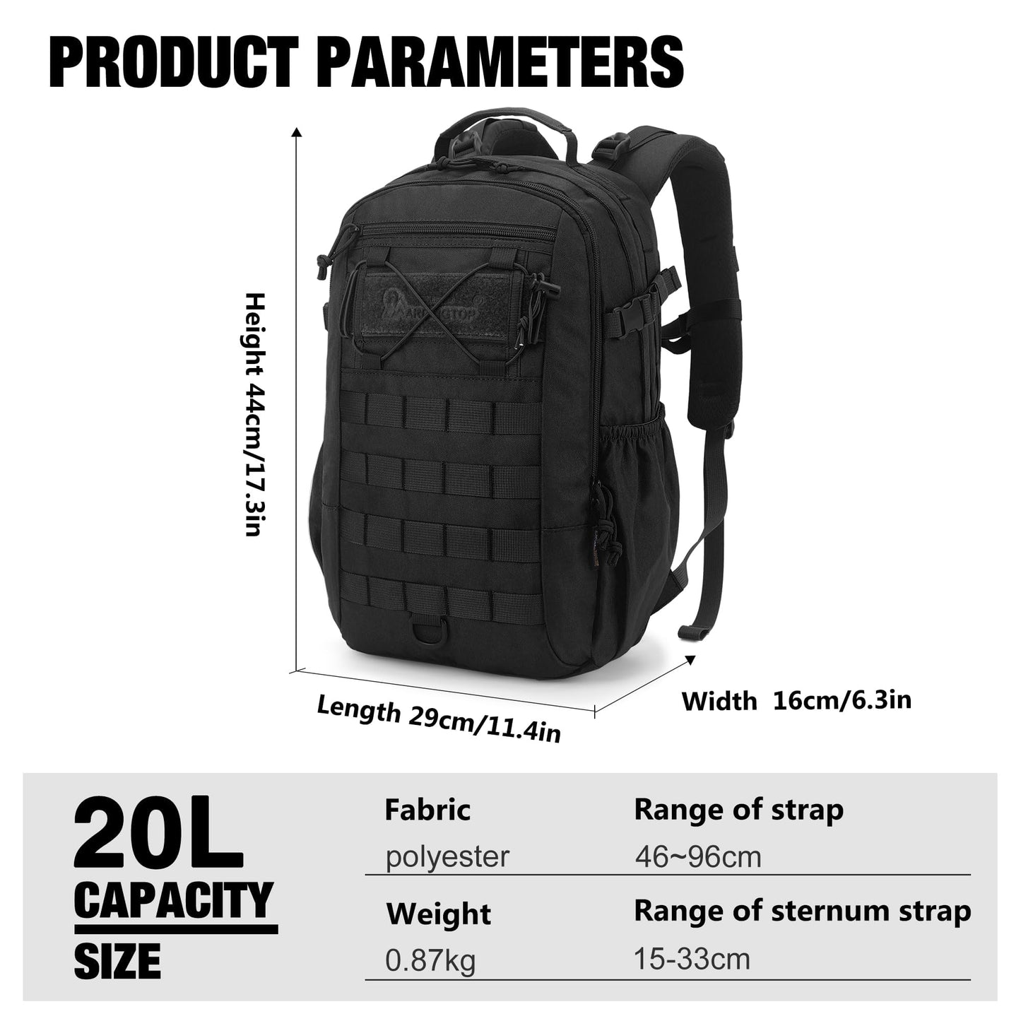 Mardingtop Small Military Tactical Backpack for Men 20L Molle Rucksack EDC Daypack for Hiking,Travel,Camping, Hunting