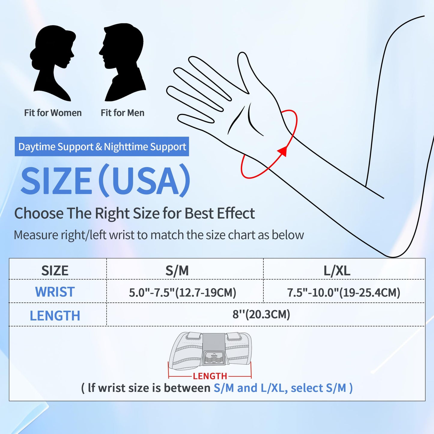 Cerviva Carpal Tunnel Wrist Brace Night Support for Women Men, Pain Relief Metal Wrist Splint for Tendonitis, Arthritis, Sprain, Fit Left or Right Hand for Work, Rigid Hand Brace for Sleeping, Black