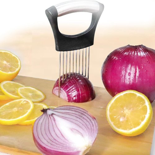 JAYVAR Onion Holder - Stainless Steel Vegetable Cutter for Slicing Onions, Tomatoes & More