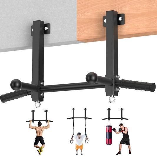 HWOOUSA Joist Mounted Pull Up Bar, 650lbs Heavy Duty Strength Training Pullup Bars, Multi-Grip Chin Up Bar for Home Gym, Garage & Basement Ceiling Beam Installation