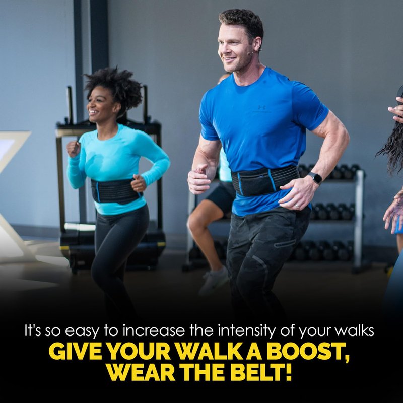 The Minimum Method Joey Thurman's Walk Belt, Waist Trimmer for Men and Women Weight Loss for Walking Black with 3 Mini Resistance Bands and 21-Day Walking Challenge Plan