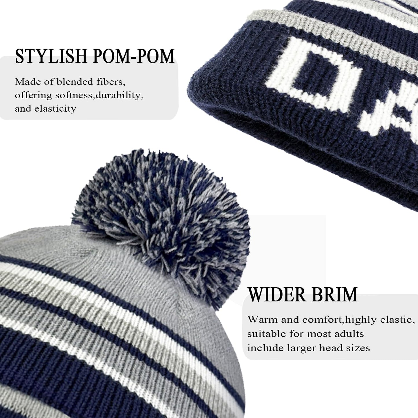 HUIGONGSHOU Vintage Cuffed Knit Beanie with Pom-Pom – Winter Hat Skull Warm Thick Cap for Men, Women & Fans
